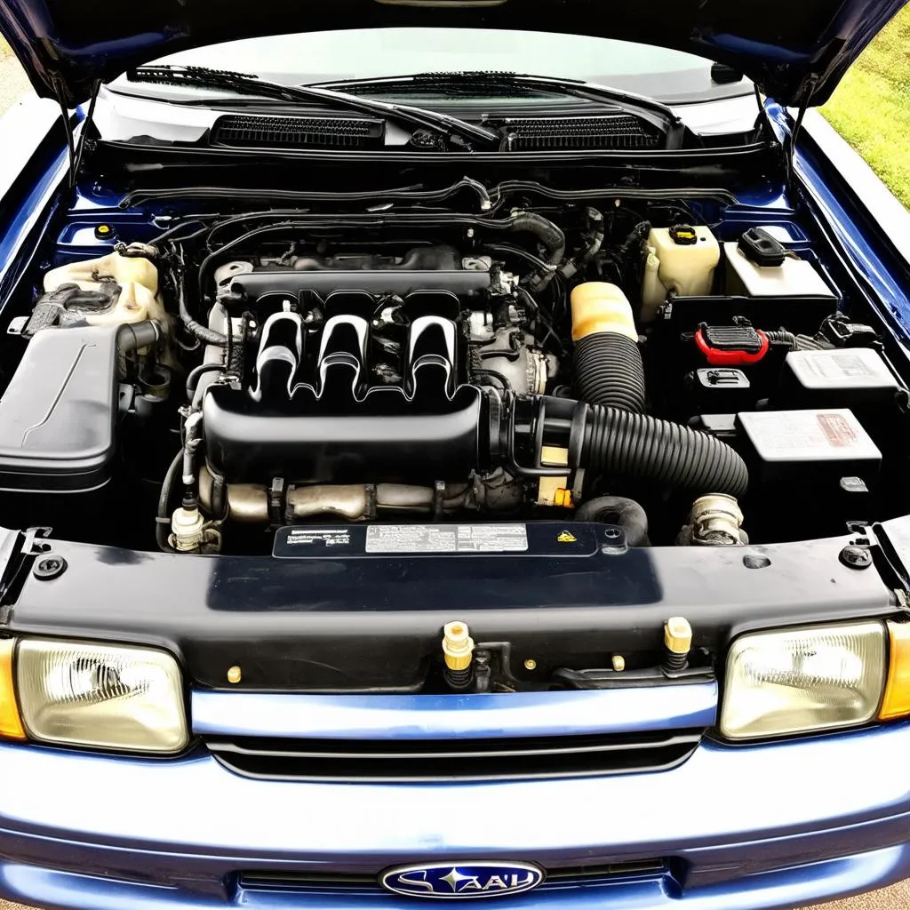 Engine Bay of a 1994 Subaru Impreza