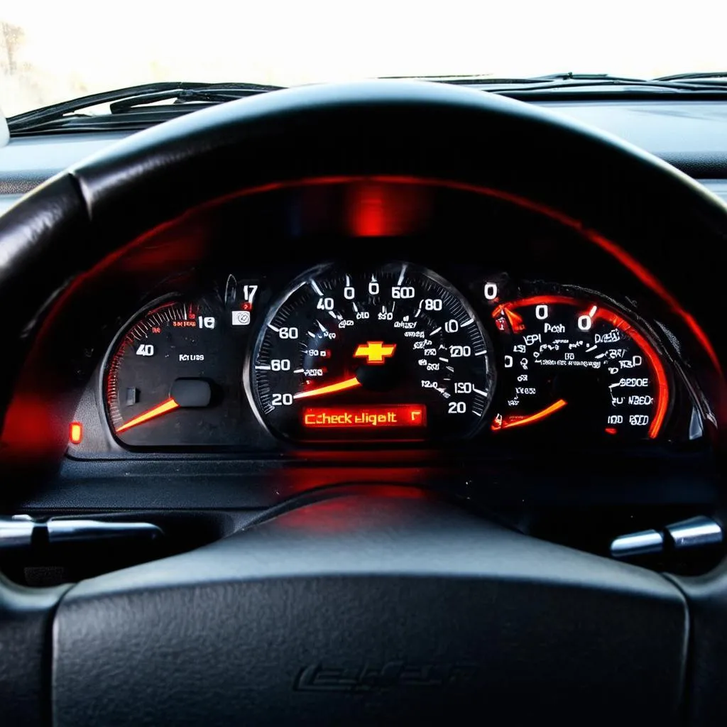 1995 Camaro Dashboard with Check Engine Light