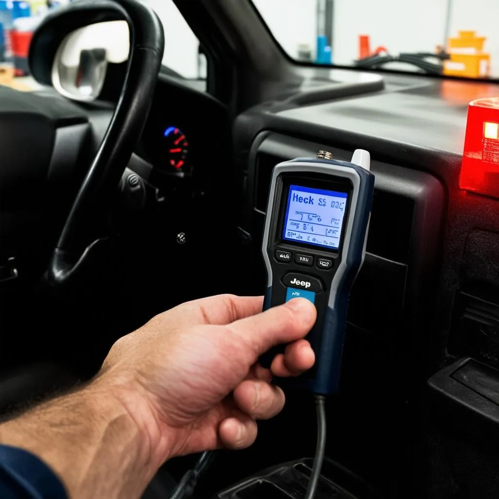 OBD Scanner plugged into a Jeep Liberty