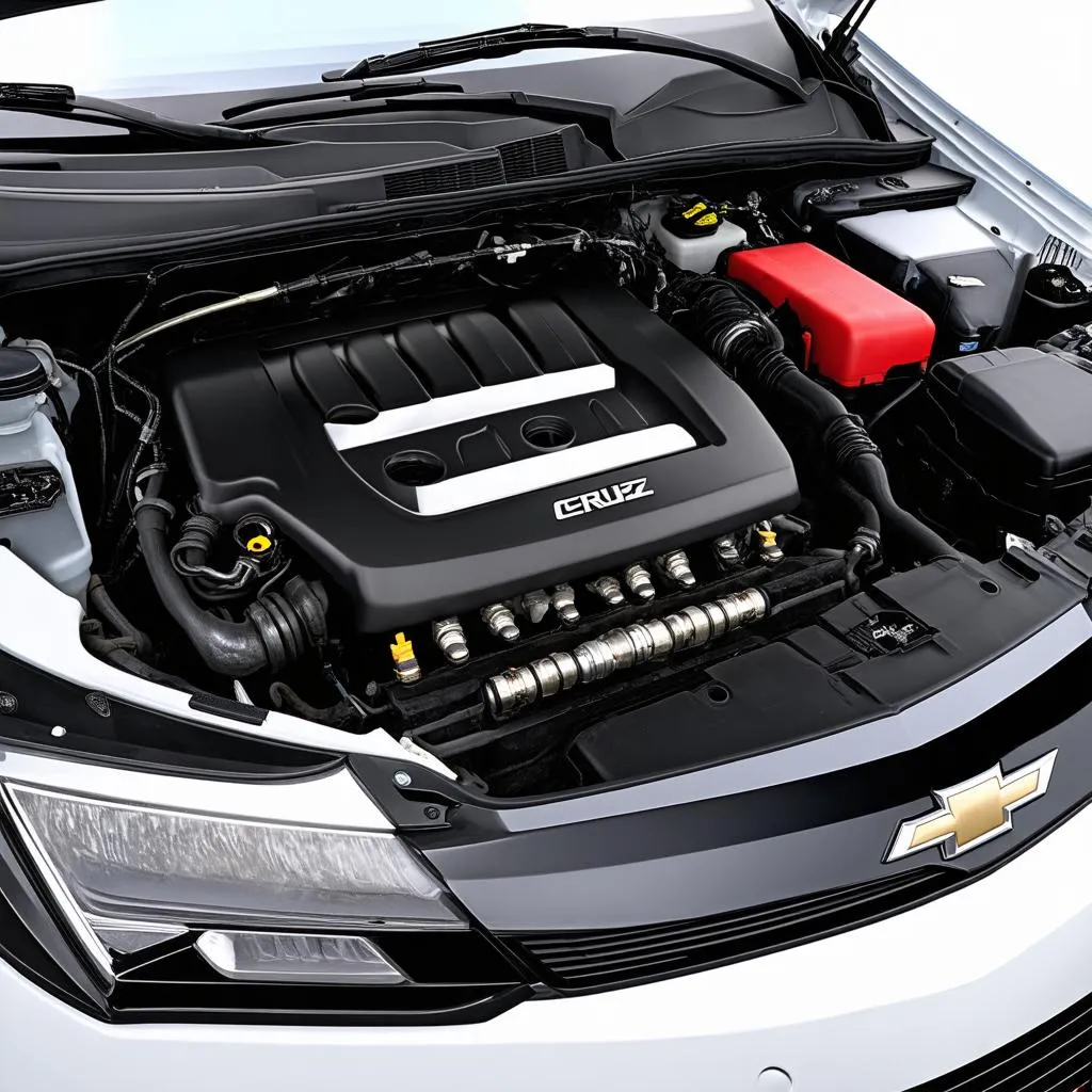 Close-up of Chevy Cruze engine