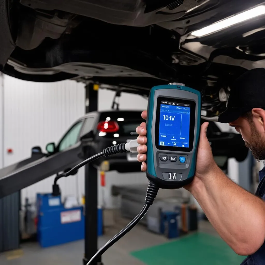 Mechanic Inspecting 2016 Honda CRV