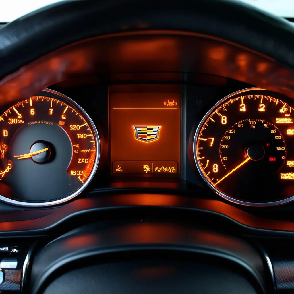 Car Dashboard with Check Engine Light