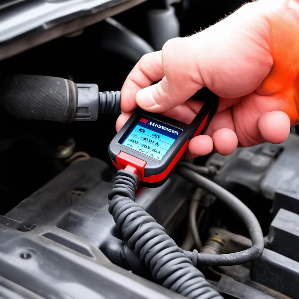 OBD2 scanner in use