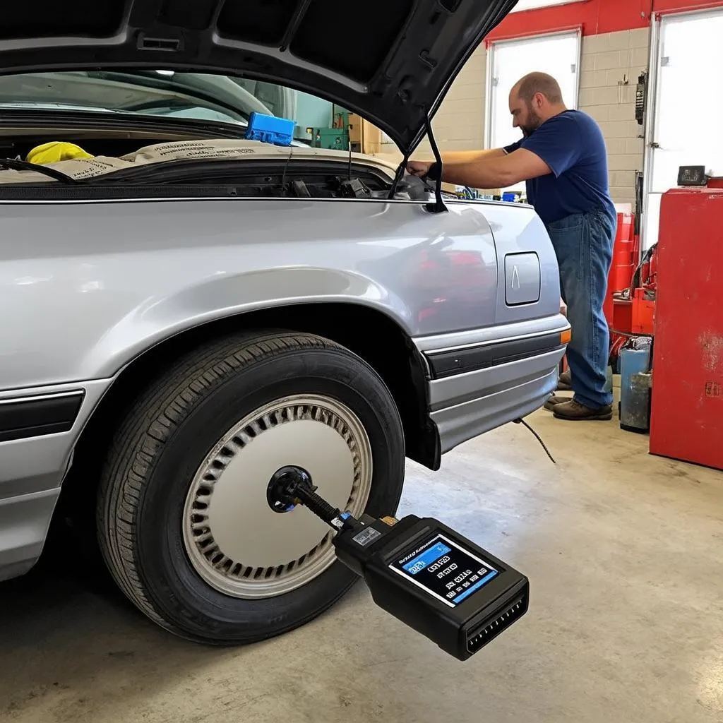 Mechanic using OBD scanner