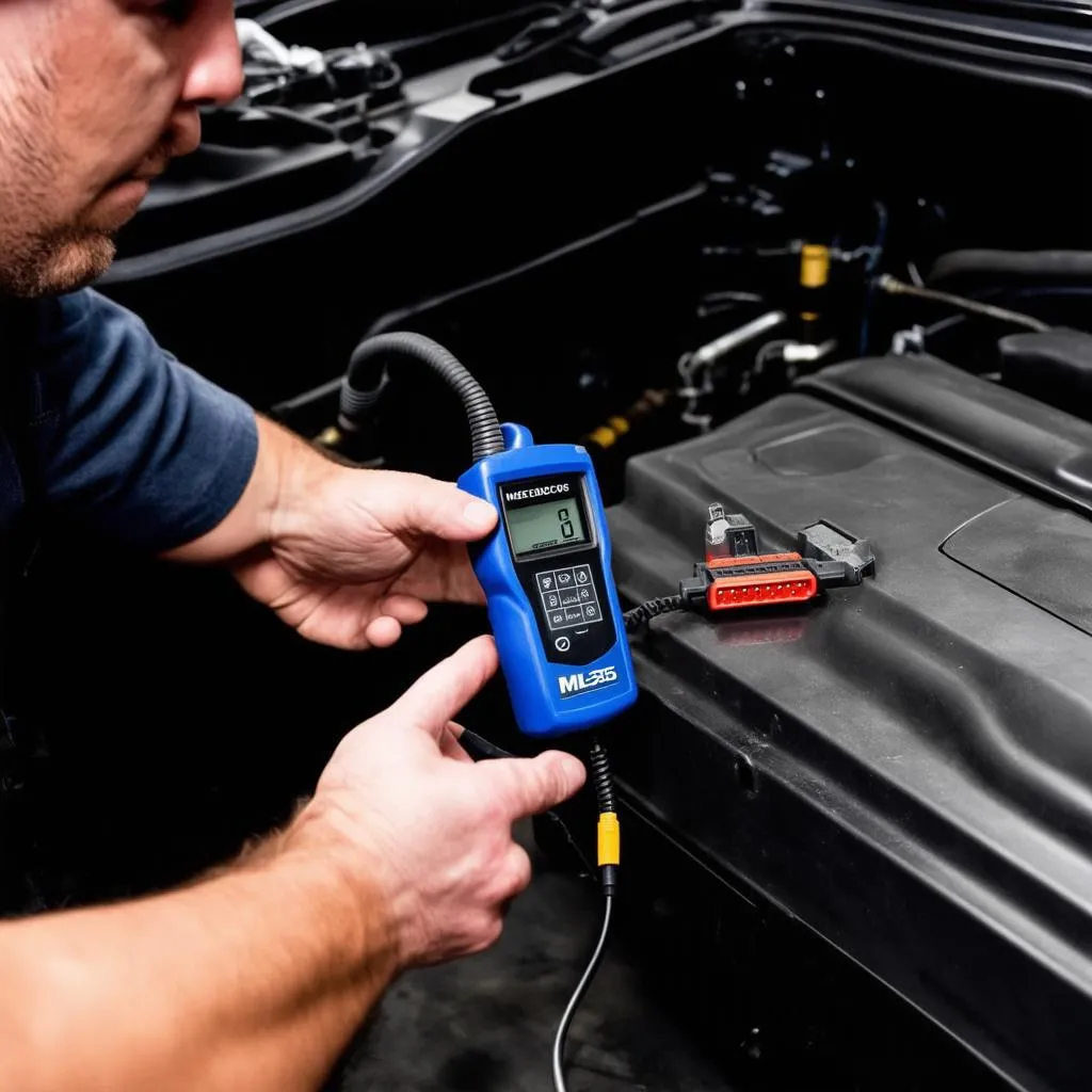 Mechanic using OBD scanner