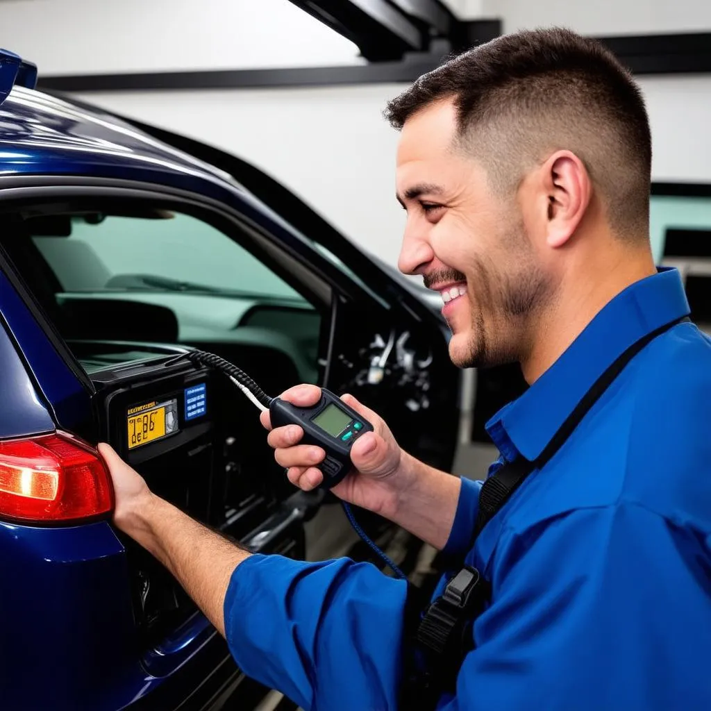 Mechanic Using OBD Scanner