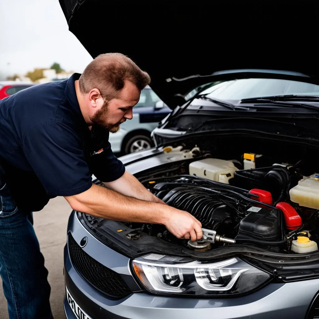 Car mechanic working