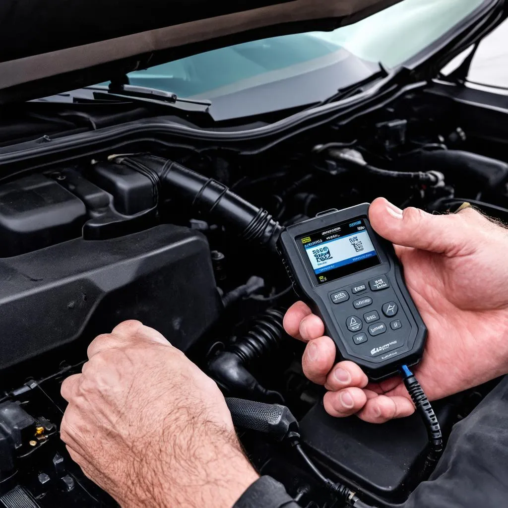 Mechanic using OBD Scanner