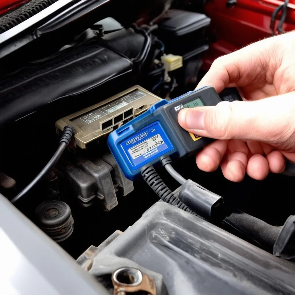 Mechanic Connecting Scanner to 1994 Ford Ranger OBD Port