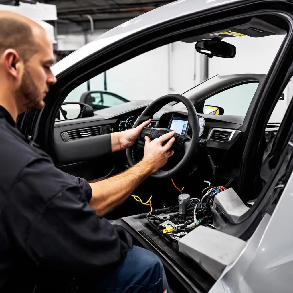 Mechanic Using a Dealer Scanner