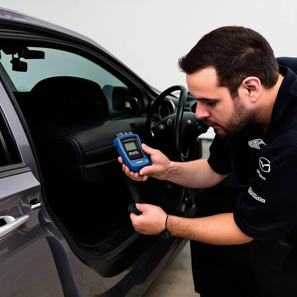 Mechanic Using OBD Scanner