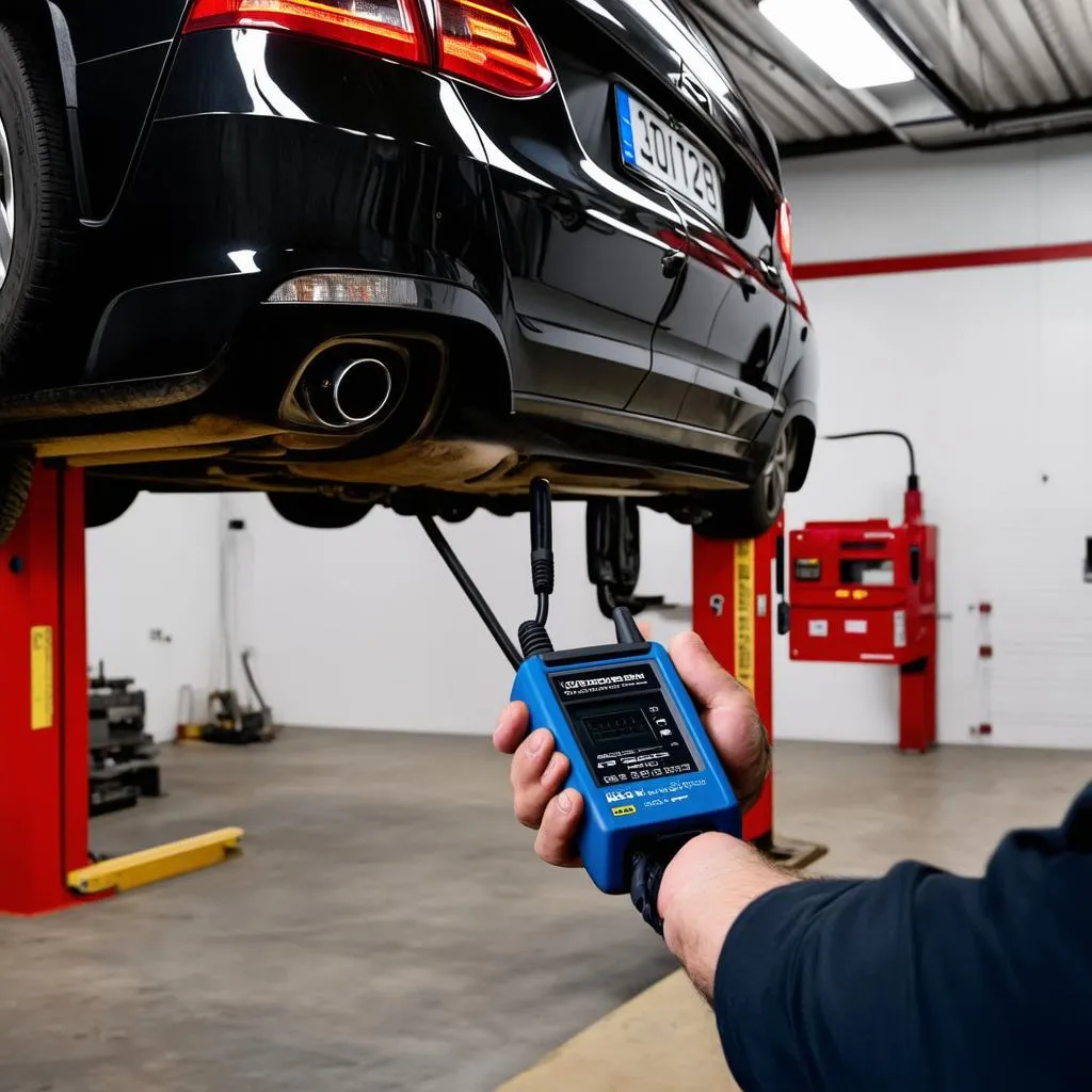 Mechanic using OBD2 scanner