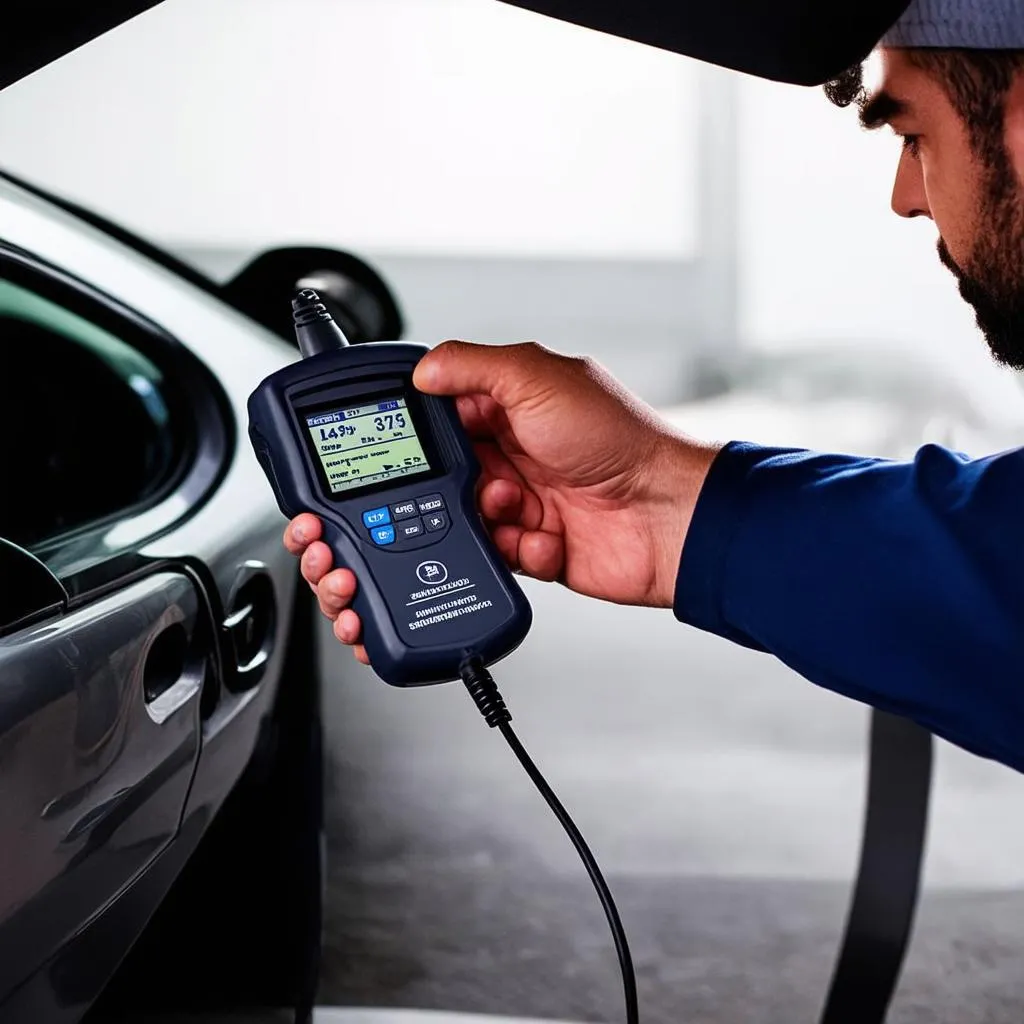 Mechanic Using OBD Scanner