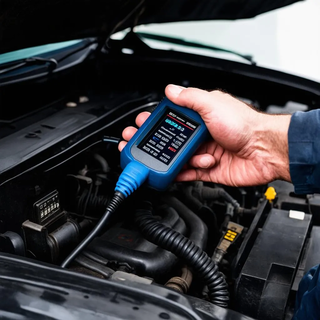 OBD scanner in use