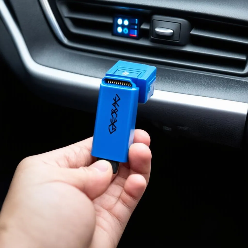 Bluetooth OBD Adapter Connected to Car