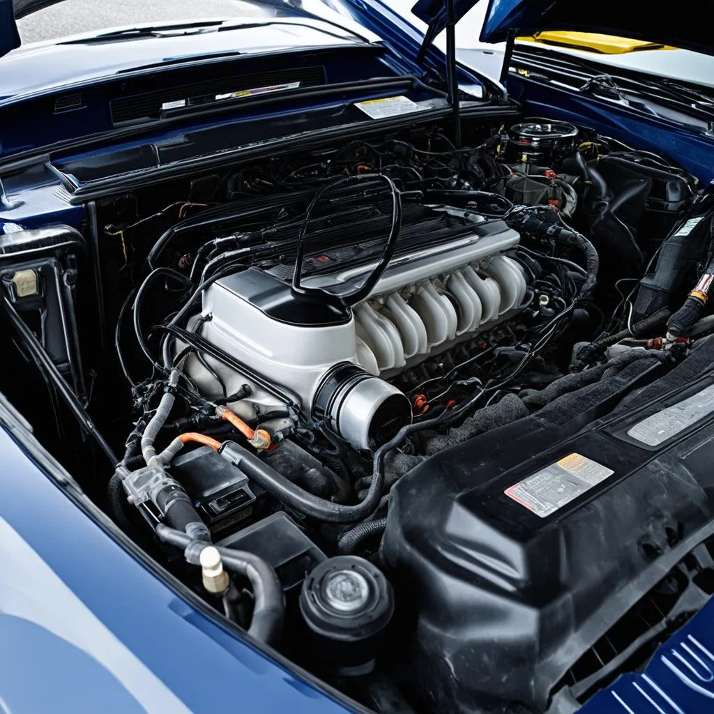 Modern car engine bay