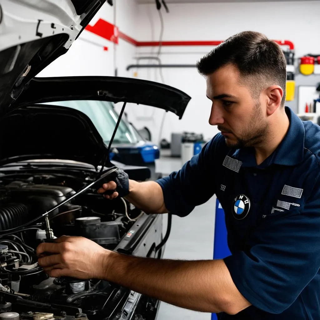 Mechanic Working on a BMW