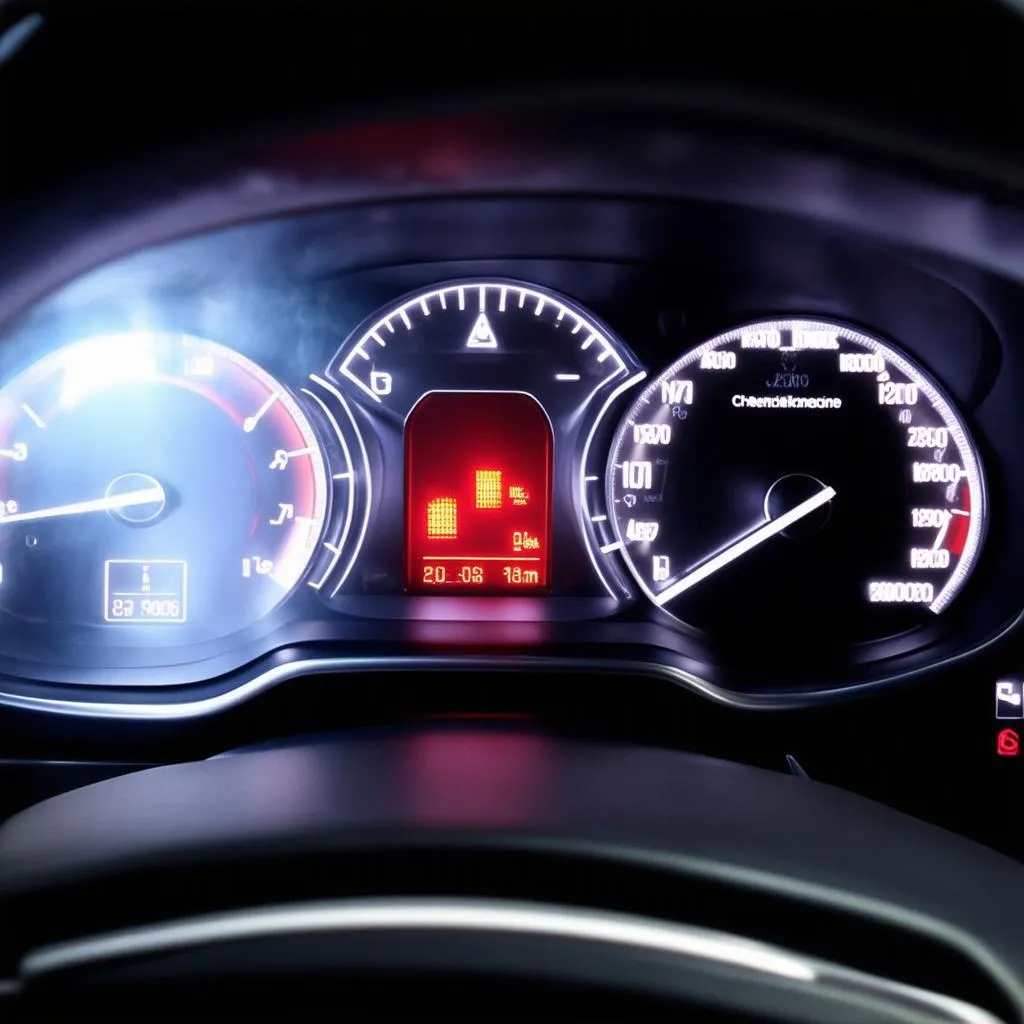 warning light on car dashboard