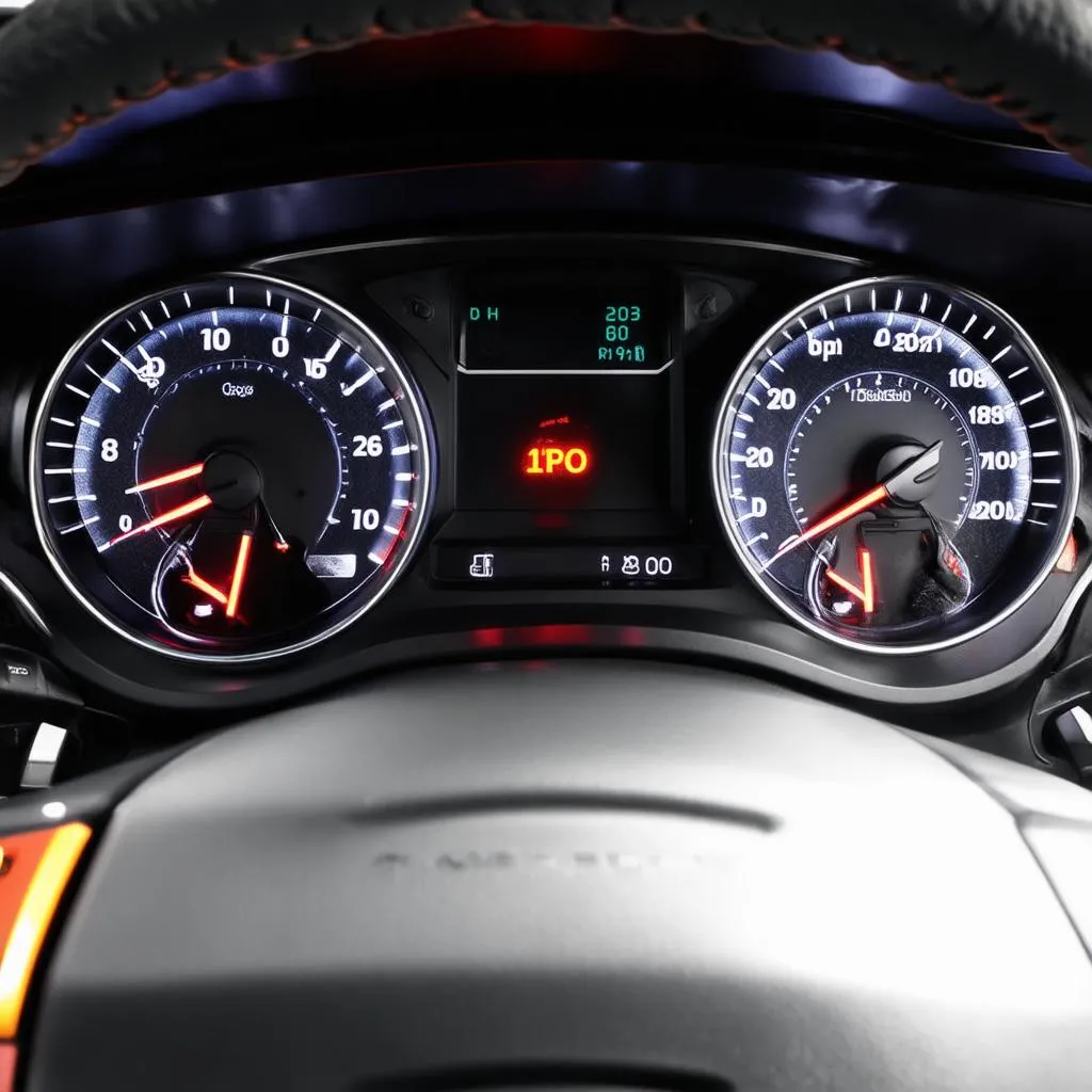 Car Dashboard with Warning Light