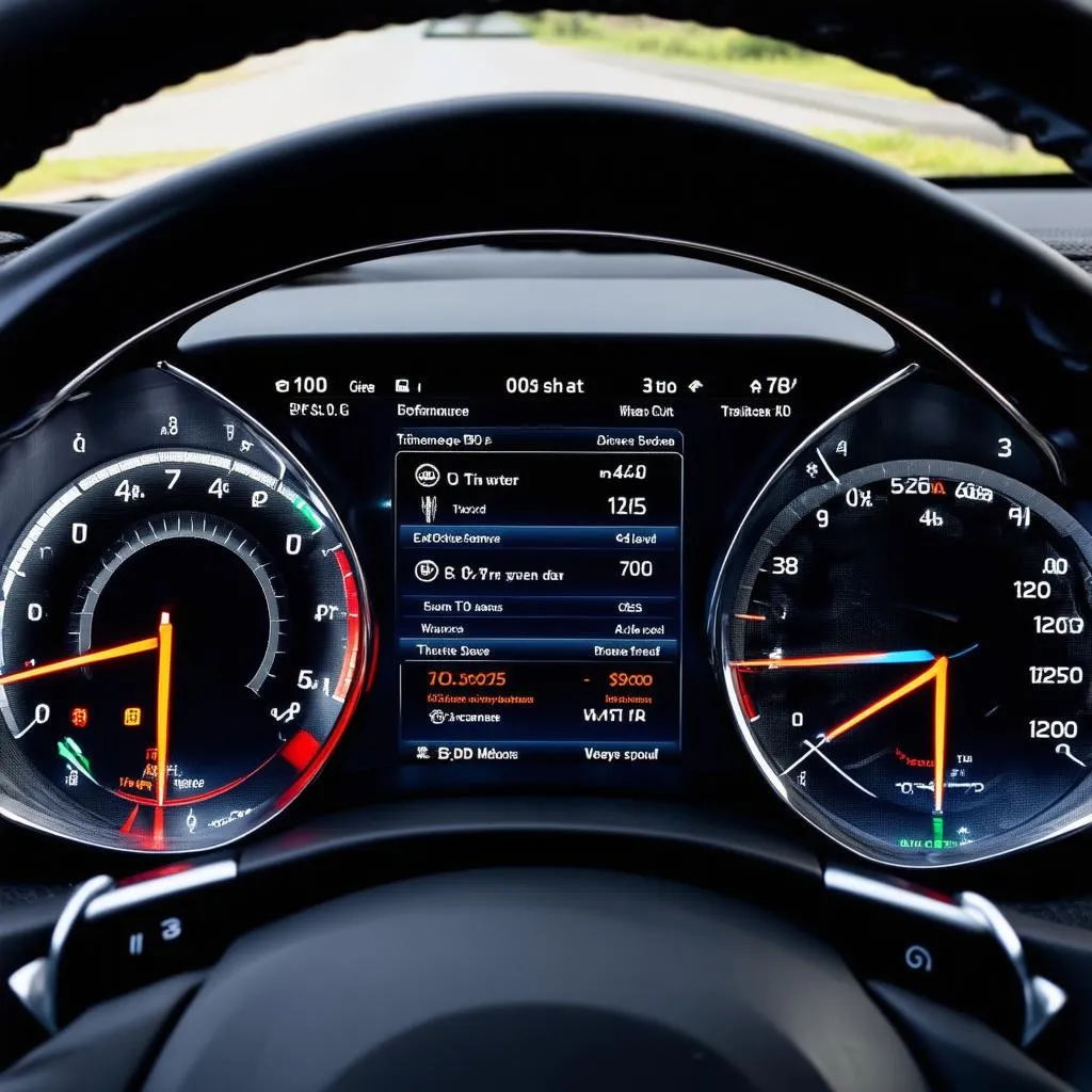 Modern Car Dashboard Displaying Diagnostics Data