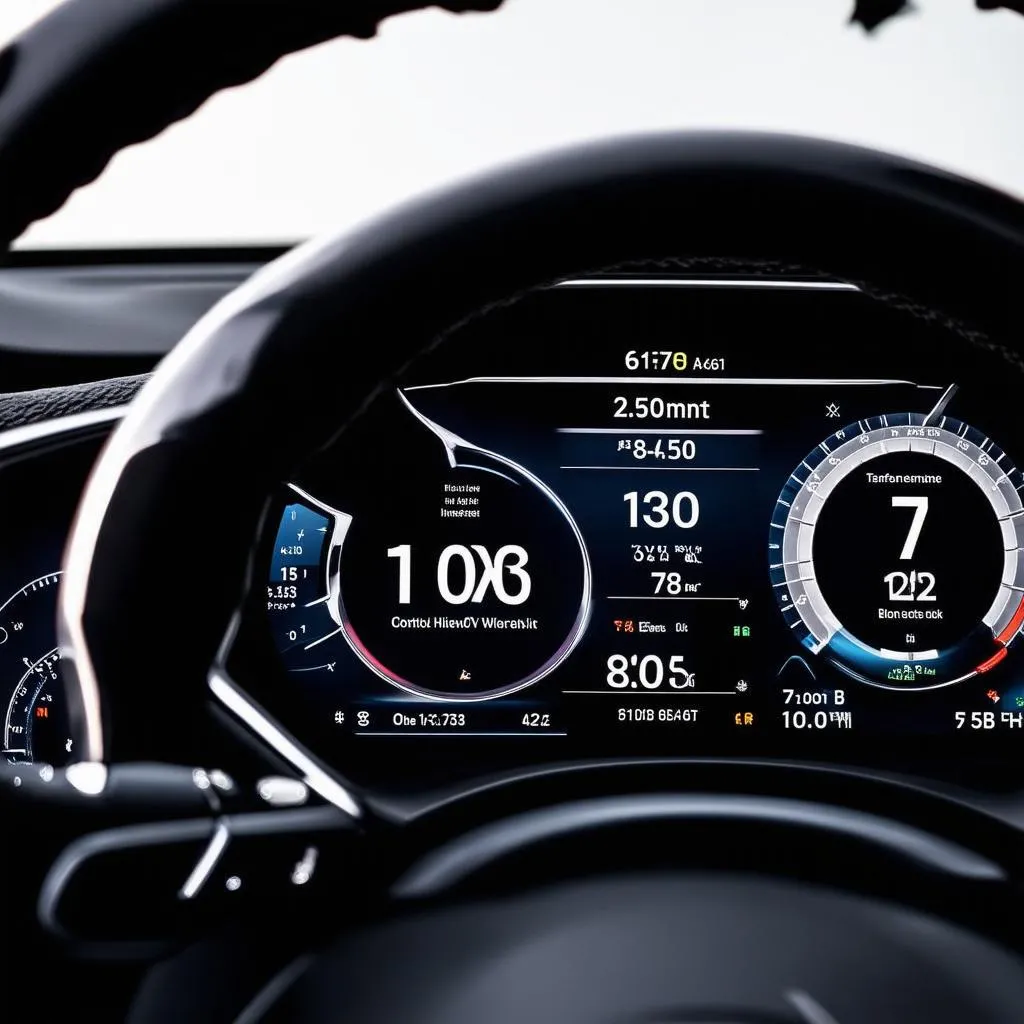 Car dashboard with data