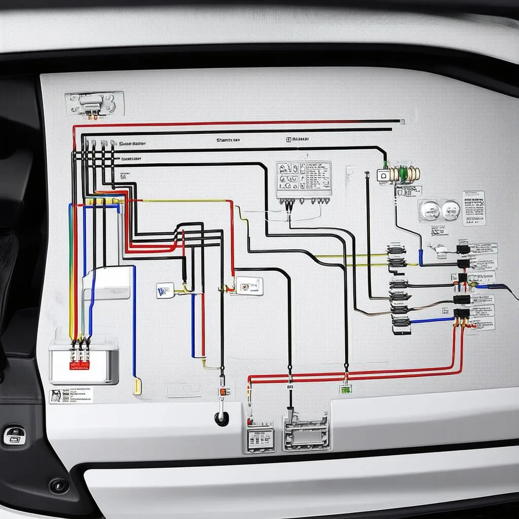 Diagram of a car's electrical system highlighting key components.