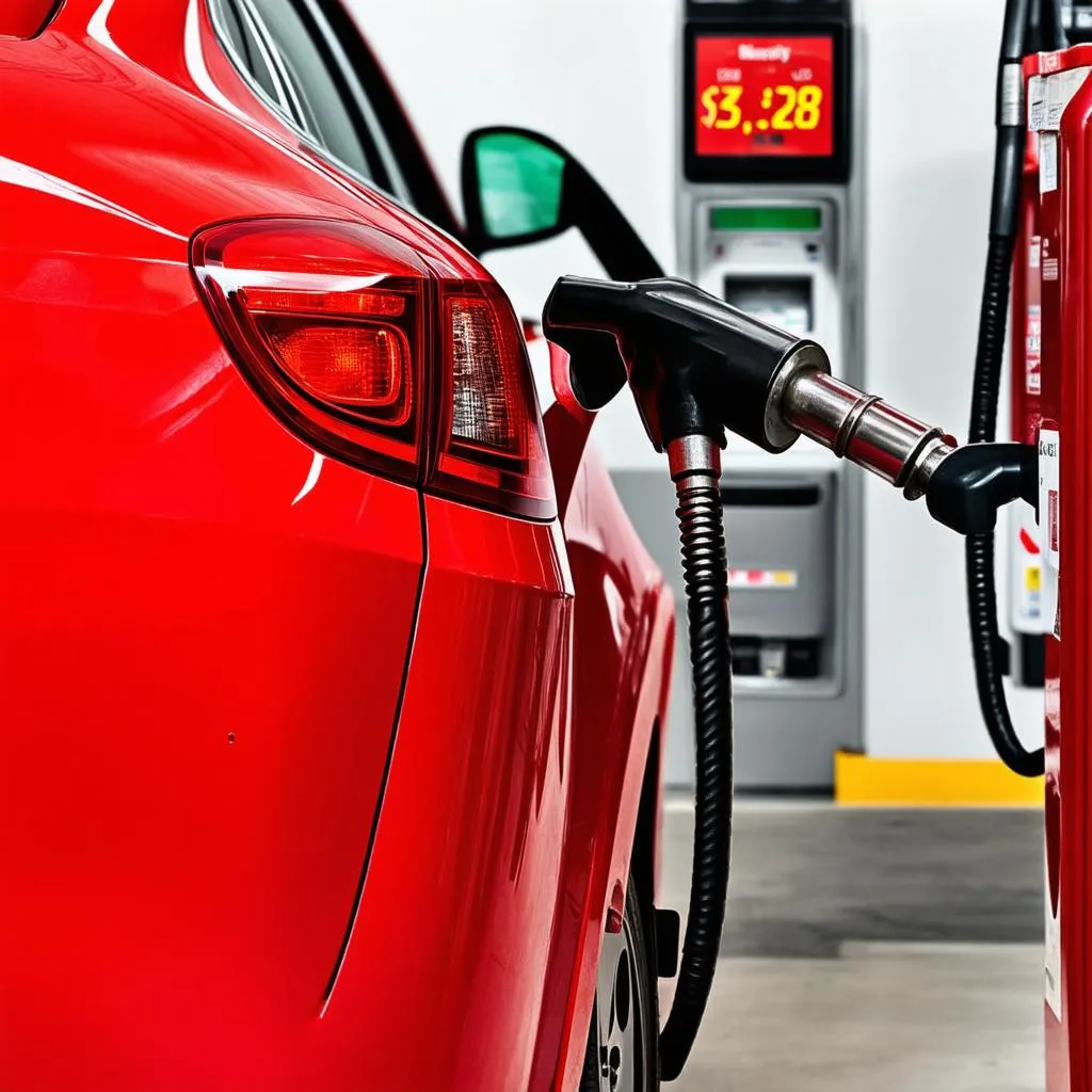 Car getting Fuel at Gas Station