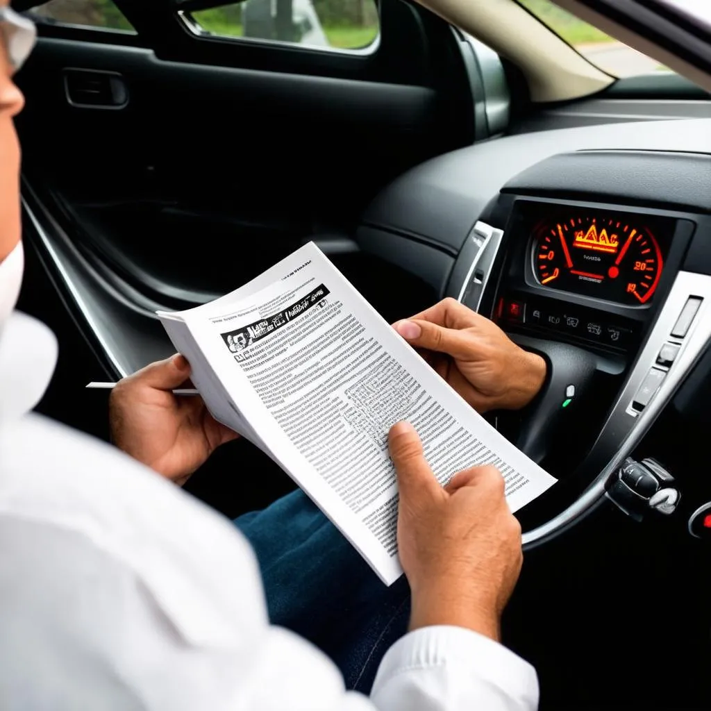 Car owner reading manual