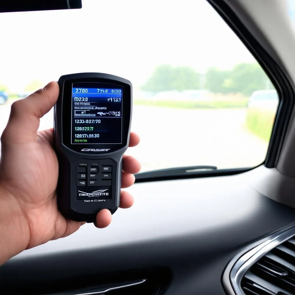 Chrysler-specific OBD Scanner connected to a Chrysler Town &amp; Country