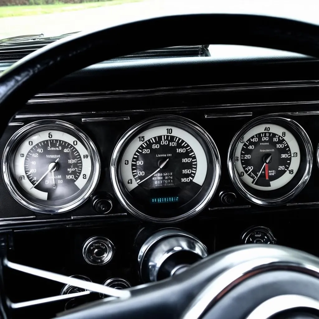 Classic Car Dashboard with Modern Gauges