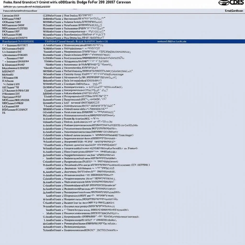 Dodge Grand Caravan OBD Codes