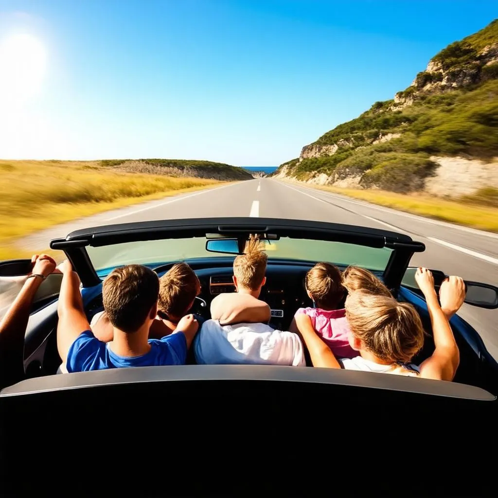 family road trip in convertible