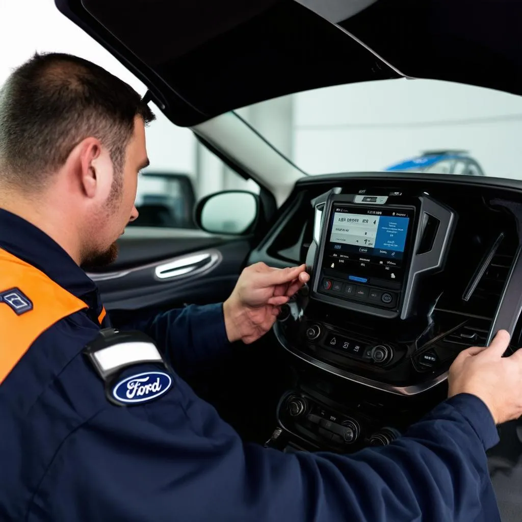 Ford Mechanic Working on a 2018 Escape