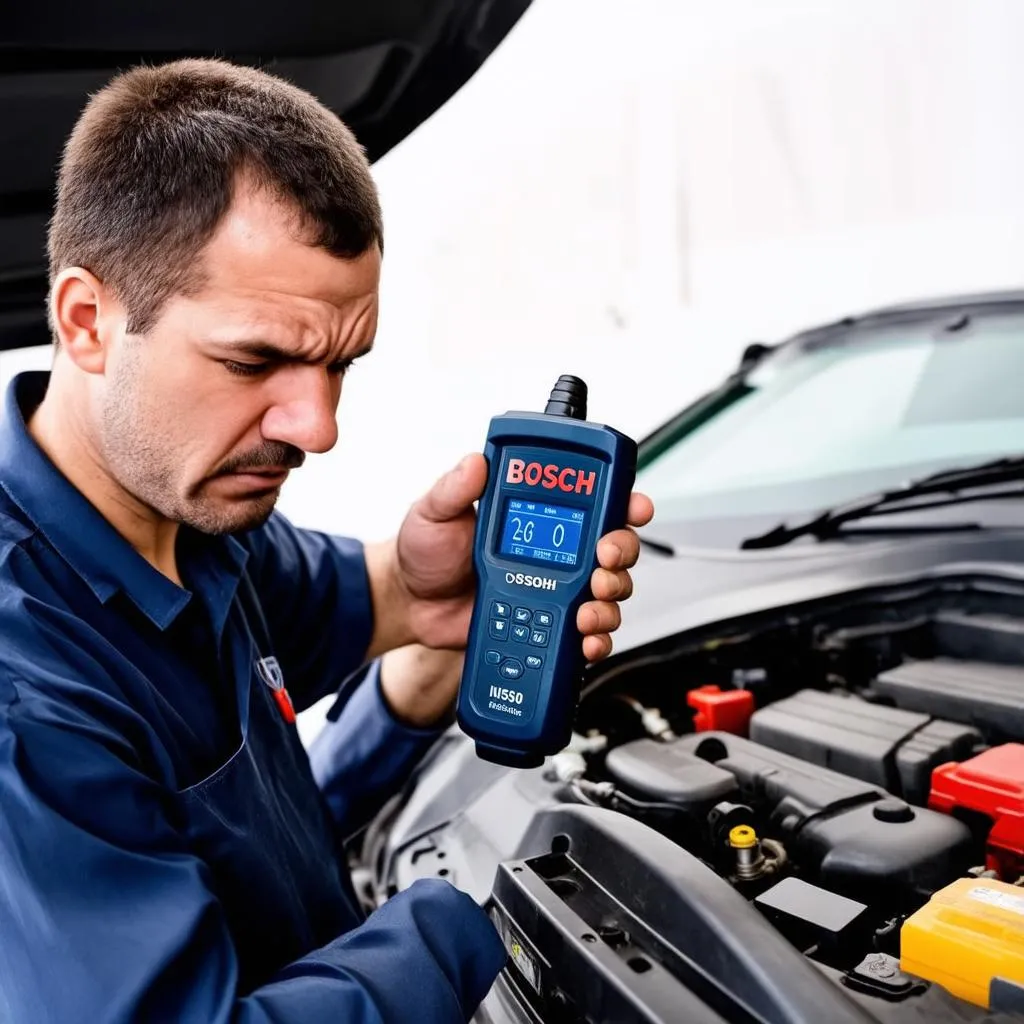 Frustrated Mechanic with Bosch OBD 1050