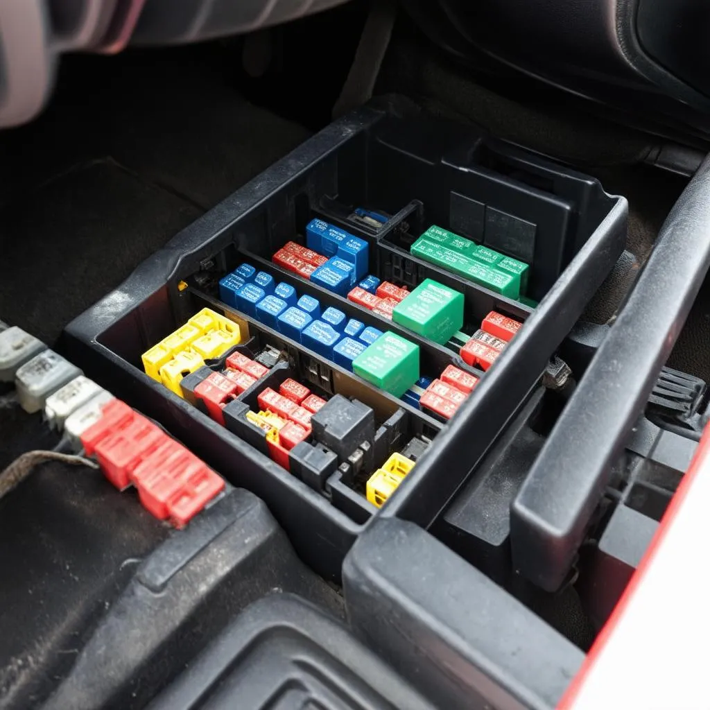 Fuse box in a car