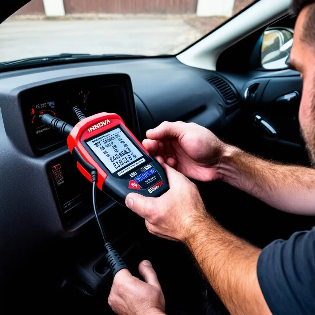 Innova OBD Scanner Connected to a Car