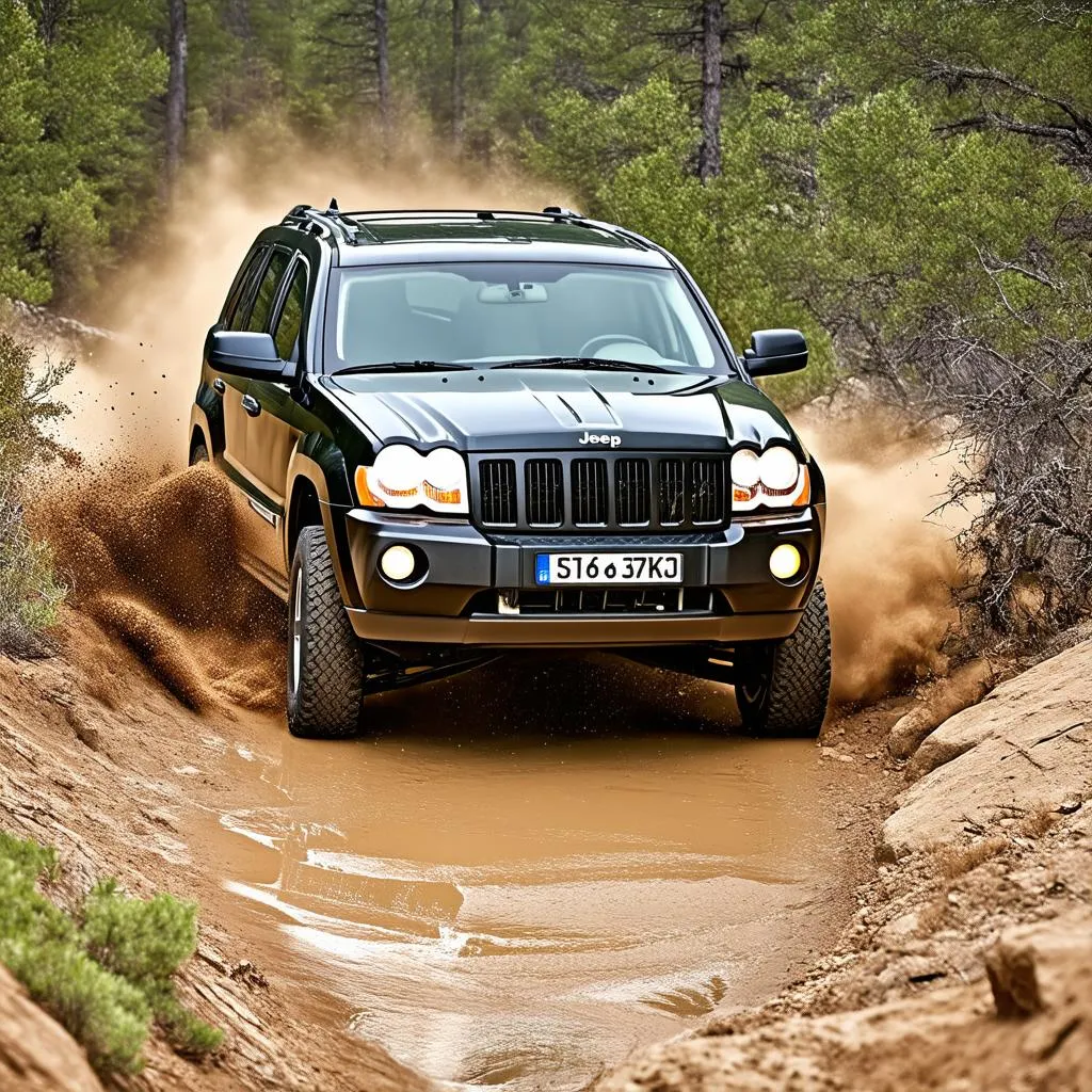 Off-roading in a Jeep Grand Cherokee