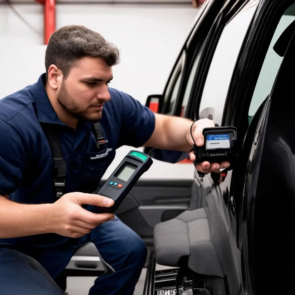 mechanic checking obd port