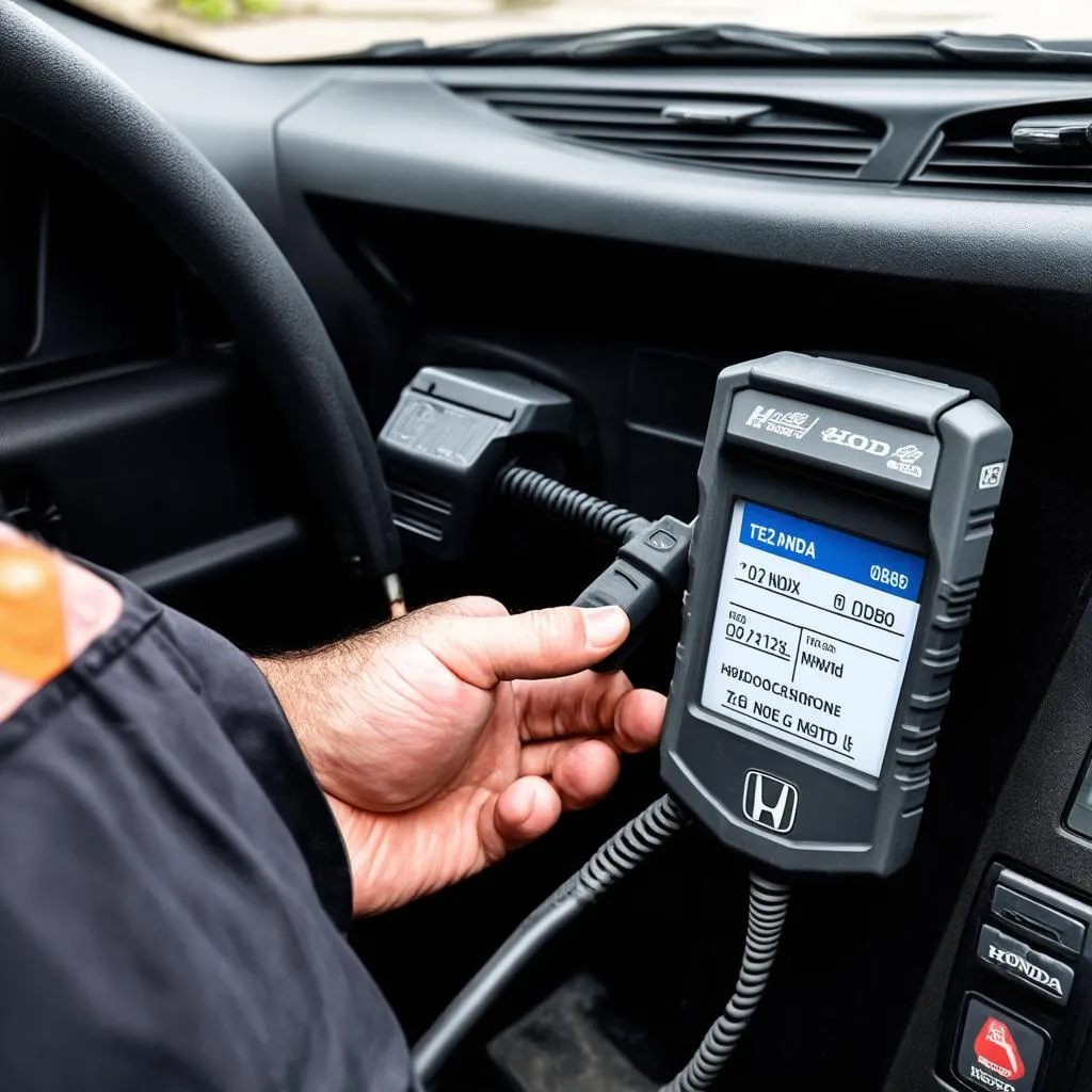 OBD2 scanner in use