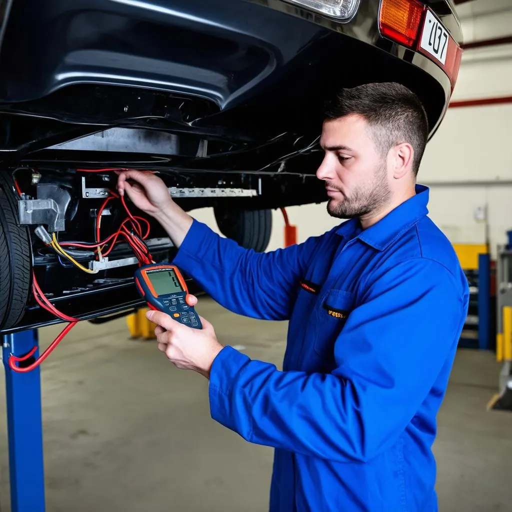 Mechanic Checking Car Speed Sensor