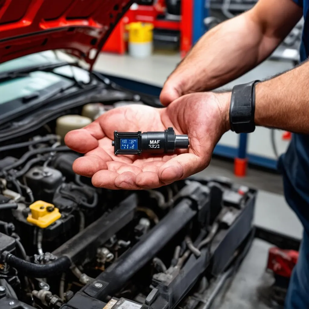 Mechanic Checking MAF Sensor