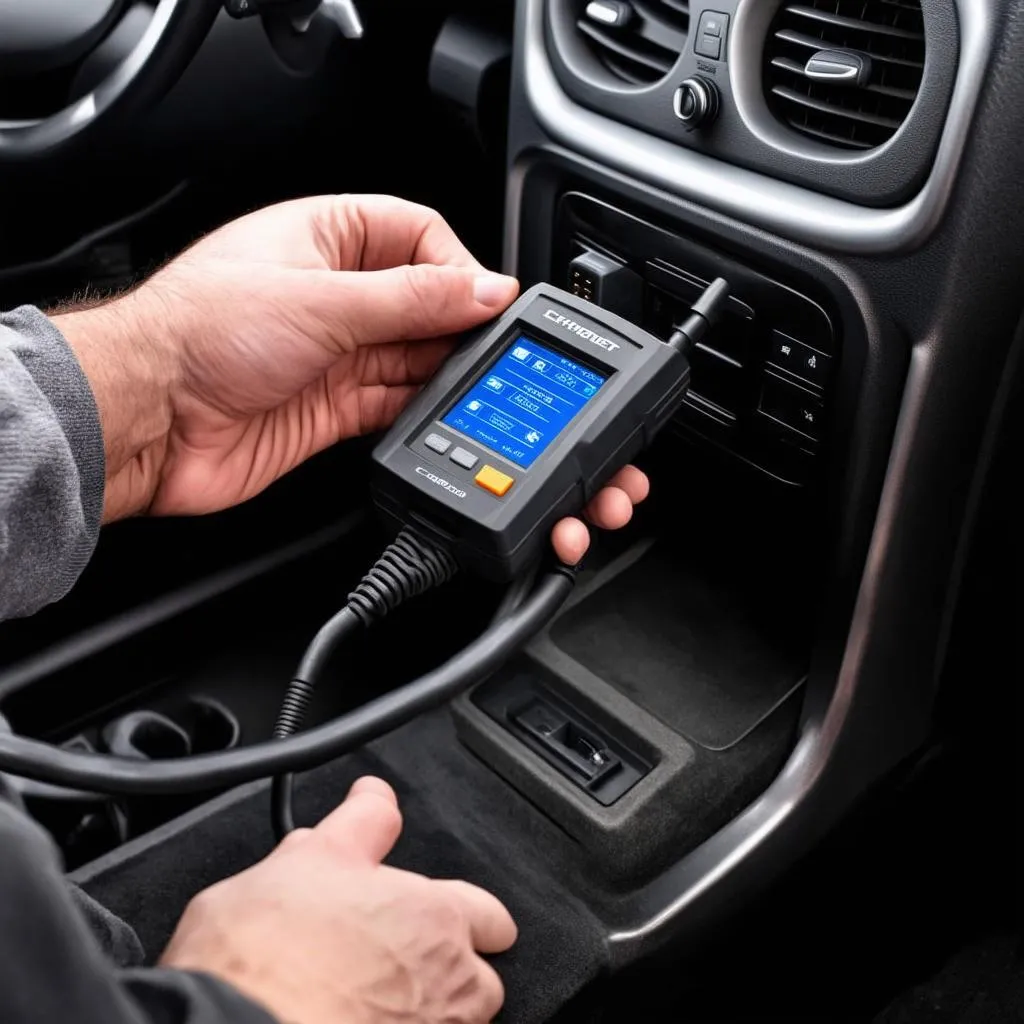 Mechanic Using OBD Scanner