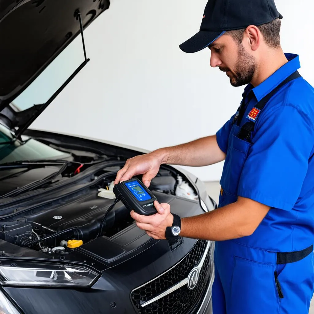 Mechanic Using OBD Scanner