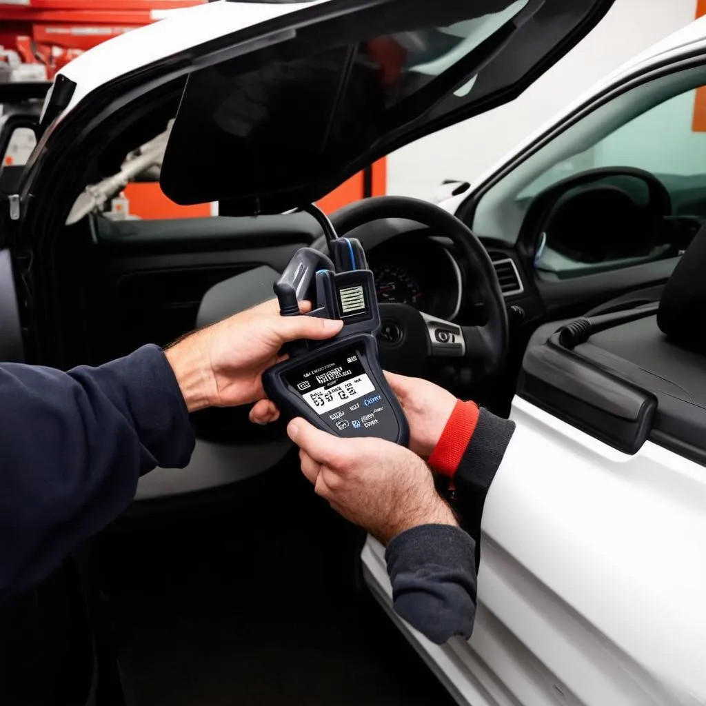 Mechanic using OBD Scanner