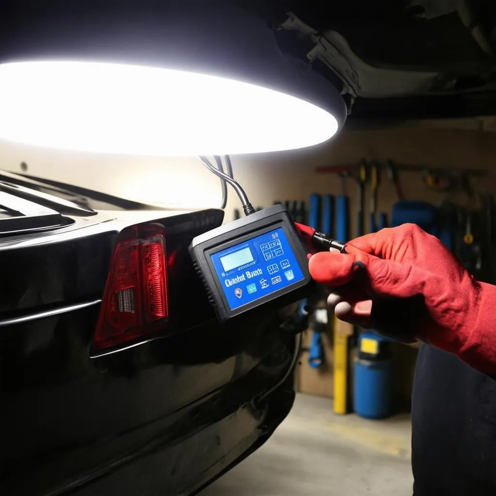 Car Mechanic Connecting Scanner