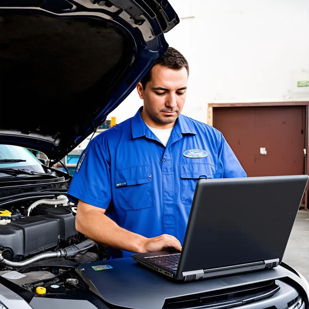 Mechanic Diagnosing a 2003 Ford Explorer