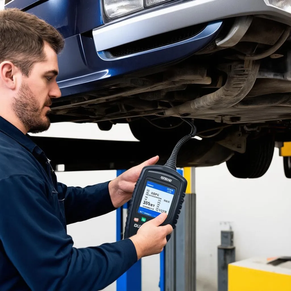 Mechanic Using OBD Scanner