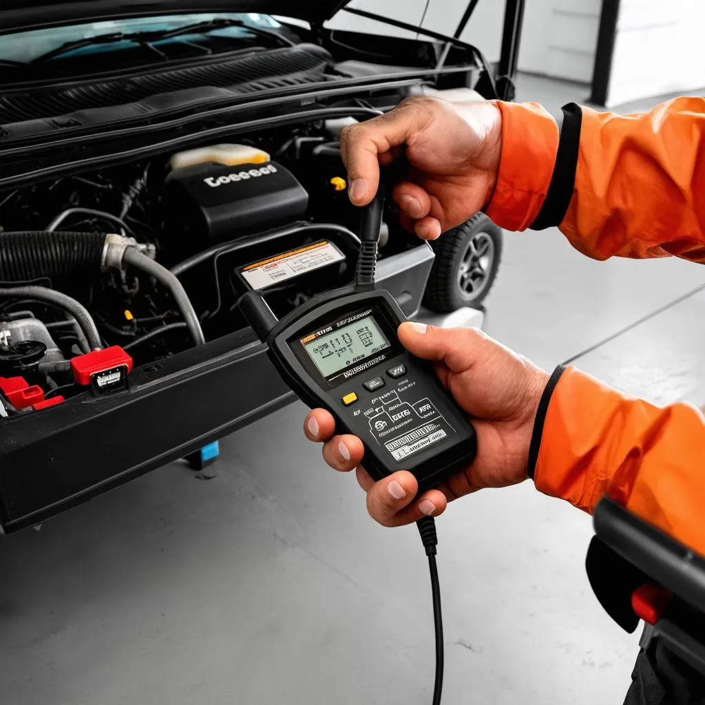 Mechanic Diagnosing Jeep