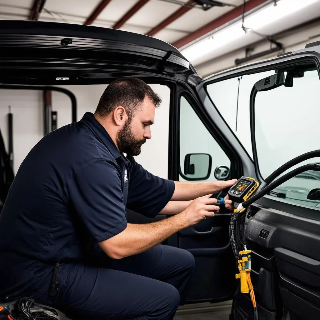 Mechanic Diagnosing Sprinter