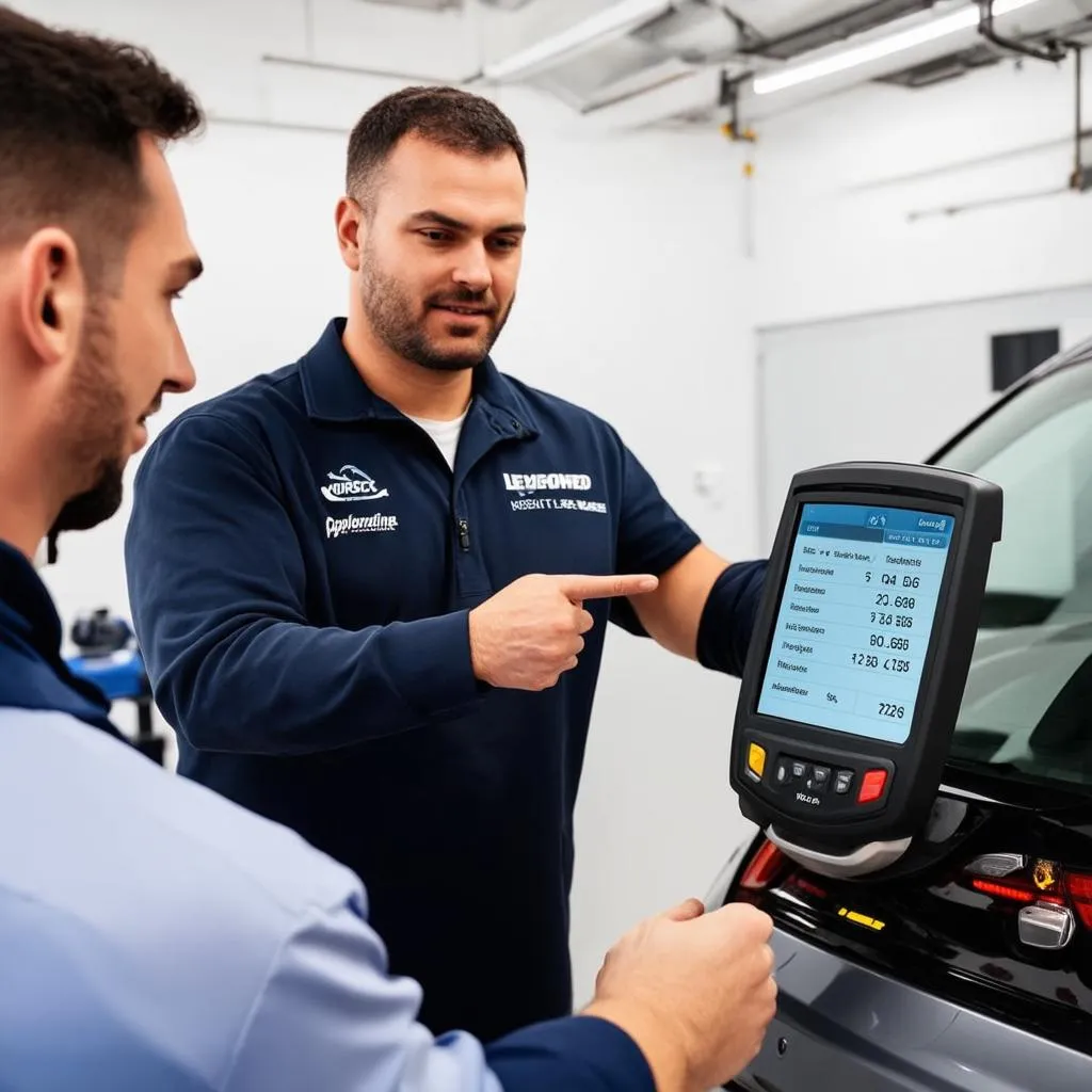 Mechanic Explaining Diagnostics